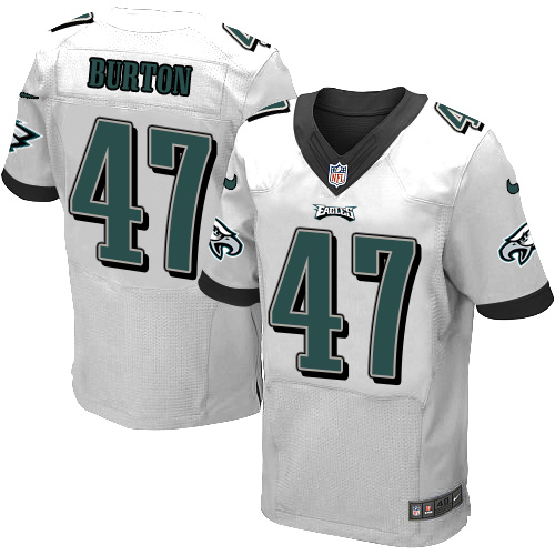 Men's Elite Trey Burton Nike Jersey White Road - #47 NFL Philadelphia Eagles